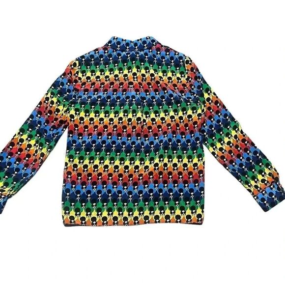 Alice + Olivia Willa placket Stace Face Print Button-Up silk colorful Shirt size - Picture 6 of 10